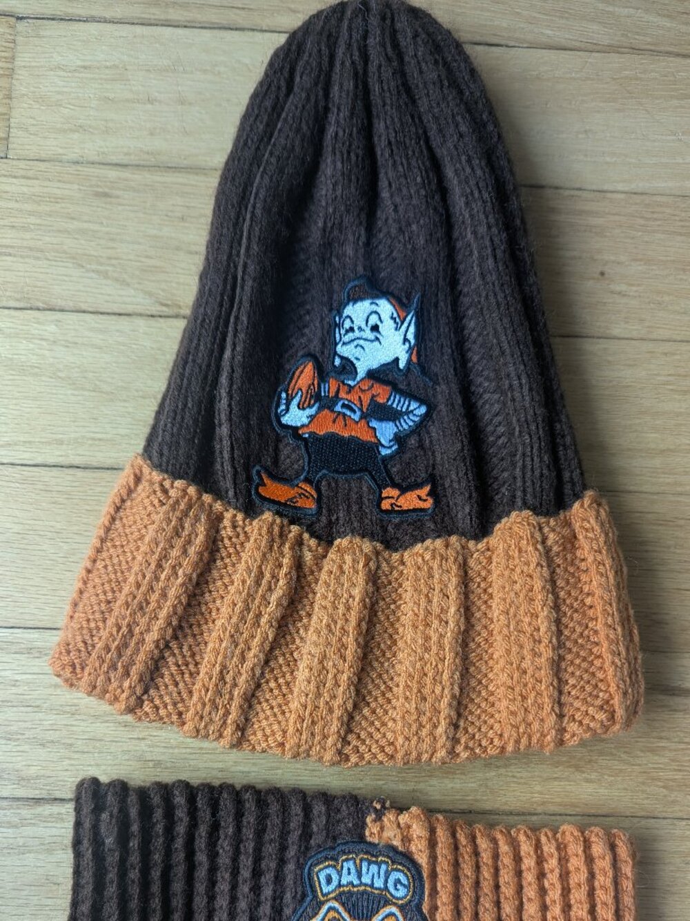 Handmade Crocheted Cleveland Browns Hat & Headband